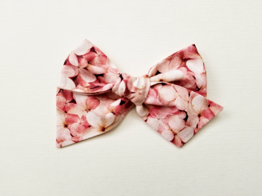 Vintage Hydrangeas Mid-Size School Girl Bow - Adassa Rose