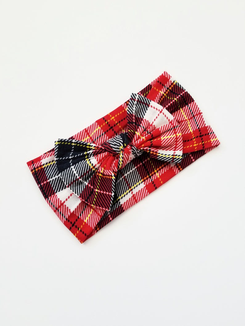 Red Plaid Knot Headband  Christmas Headband Baby - Adassa Rose
