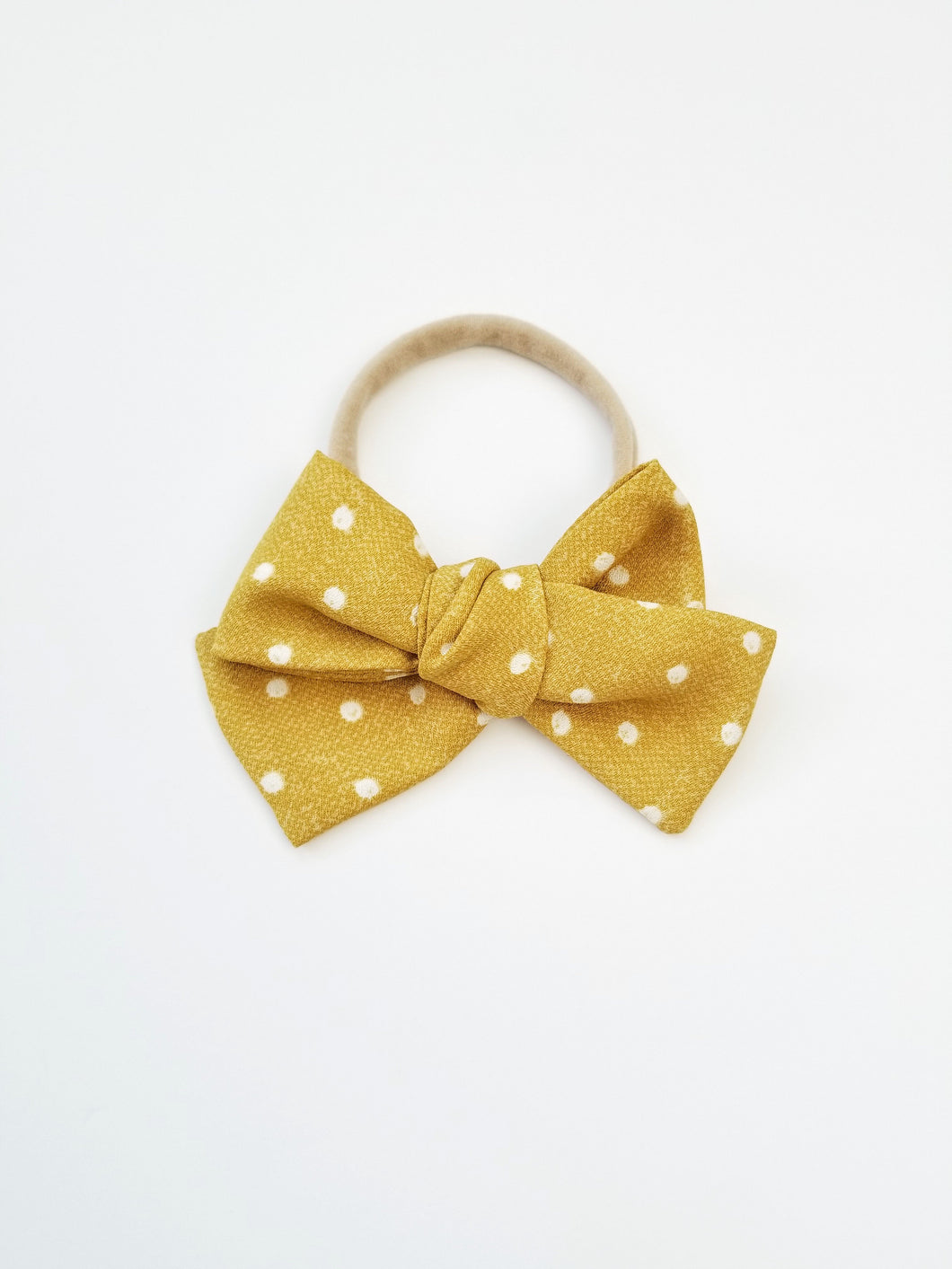 Nyla Knotted Hair Bow - Mustard Polka Dot - Adassa Rose