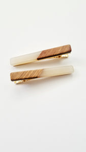 Yemi Wooden Acrylic Bar Hair Clip Set | Vanilla - Adassa Rose