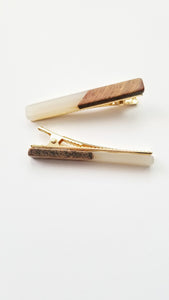Yemi Wooden Acrylic Bar Hair Clip Set | Vanilla - Adassa Rose