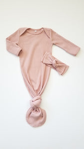 Knotted Newborn Gown | Vintage Pink - Adassa Rose