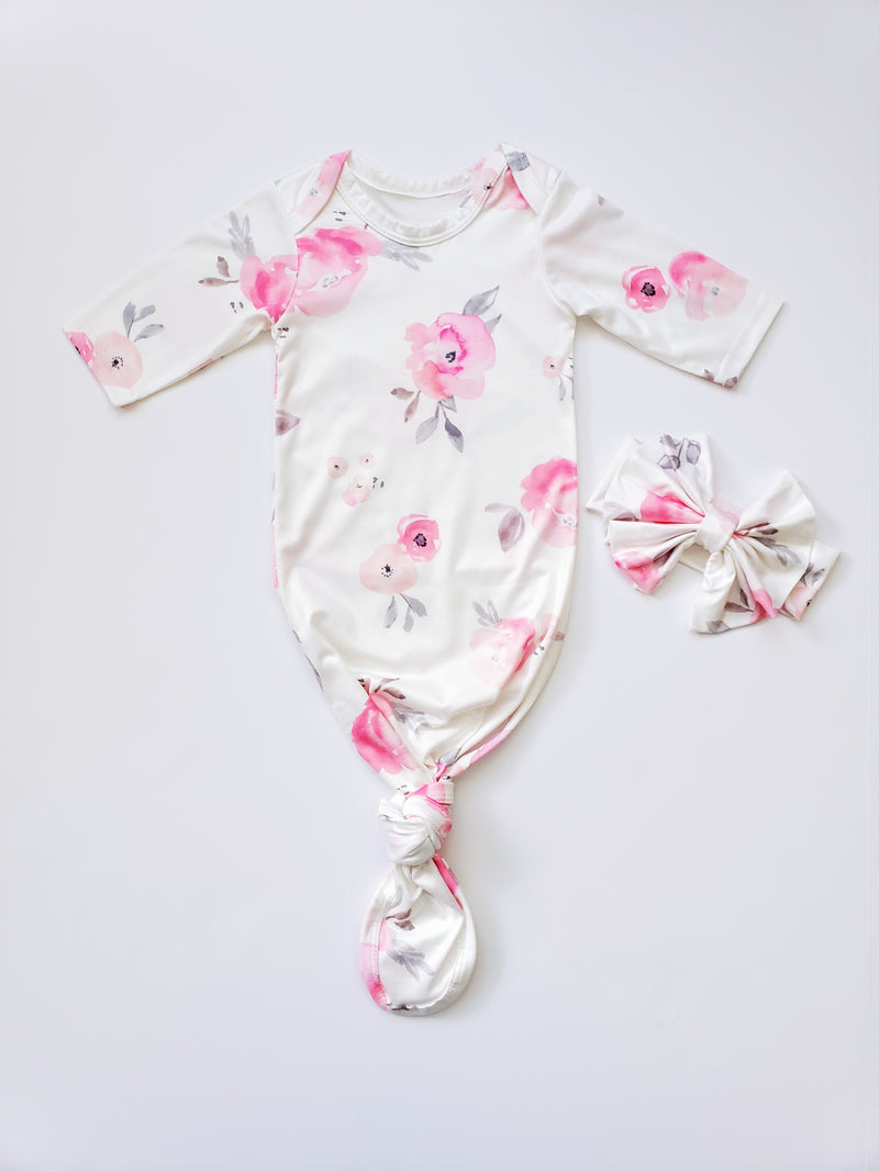 Coco Newborn Floral Gown Coming Home Outfit Girl - Adassa Rose