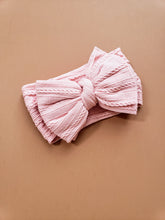 Load image into Gallery viewer, Ruby Cable Knit Big Bow Headband - Blush Pink