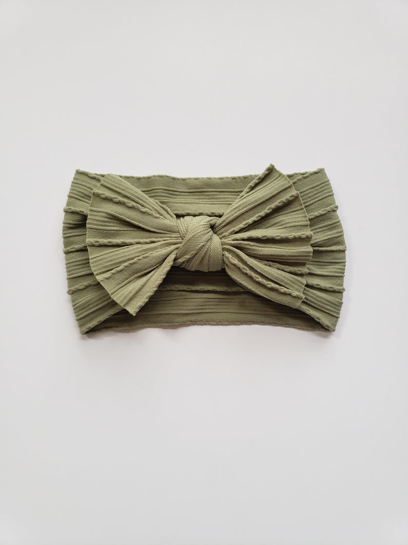 Cable Knit Bow Headband | Sage