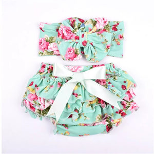 Mint Floral Bloomer And Headband Set - Adassa Rose