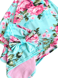 Mint And Pink Floral Baby Swaddle Blanket And Headband Set Baby Blanket - Adassa Rose