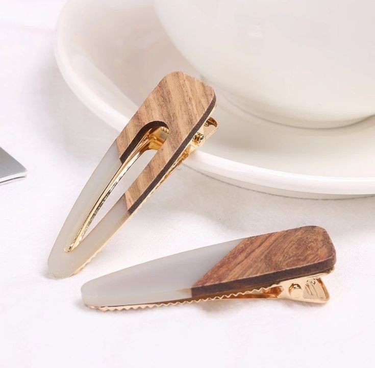 Yemi Wooden Acrylic Hair Clips | Gray - Adassa Rose