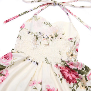 Madison Floral Halter Dress Ivory - Adassa Rose