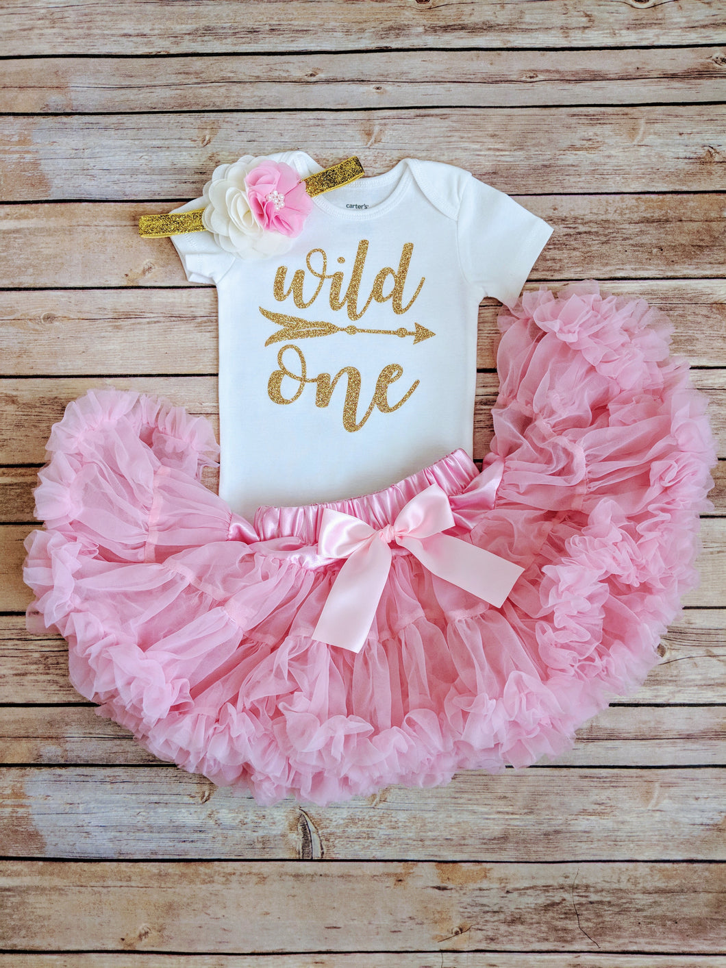 Wild One First Birthday Outfit Pink And Gold Tutu - Adassa Rose