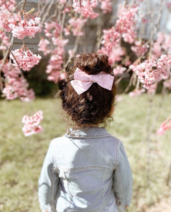 Nyla Knotted Hair Bow - Pink Eyelet - Adassa Rose