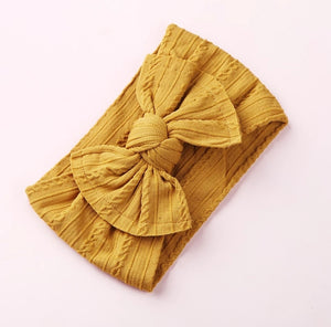 Mia Cable Knit Bow Headwrap - Mustard - Adassa Rose