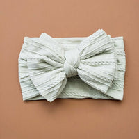 Ruby Cable Knit Big Bow Headband - Sage