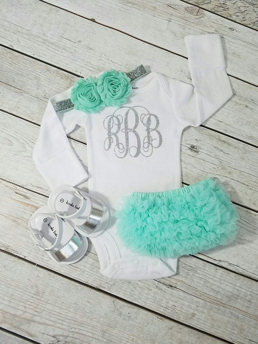Mint And Silver Newborn Outfit Mint Coming Home Outfit Girl - Adassa Rose