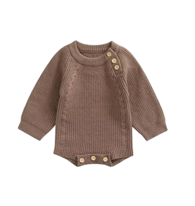 Chunky Knit Sweater Romper Baby | Nut Brown