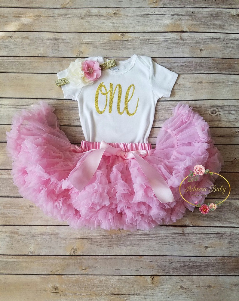 Pink And Gold First Birthday Outfit - Adassa Rose