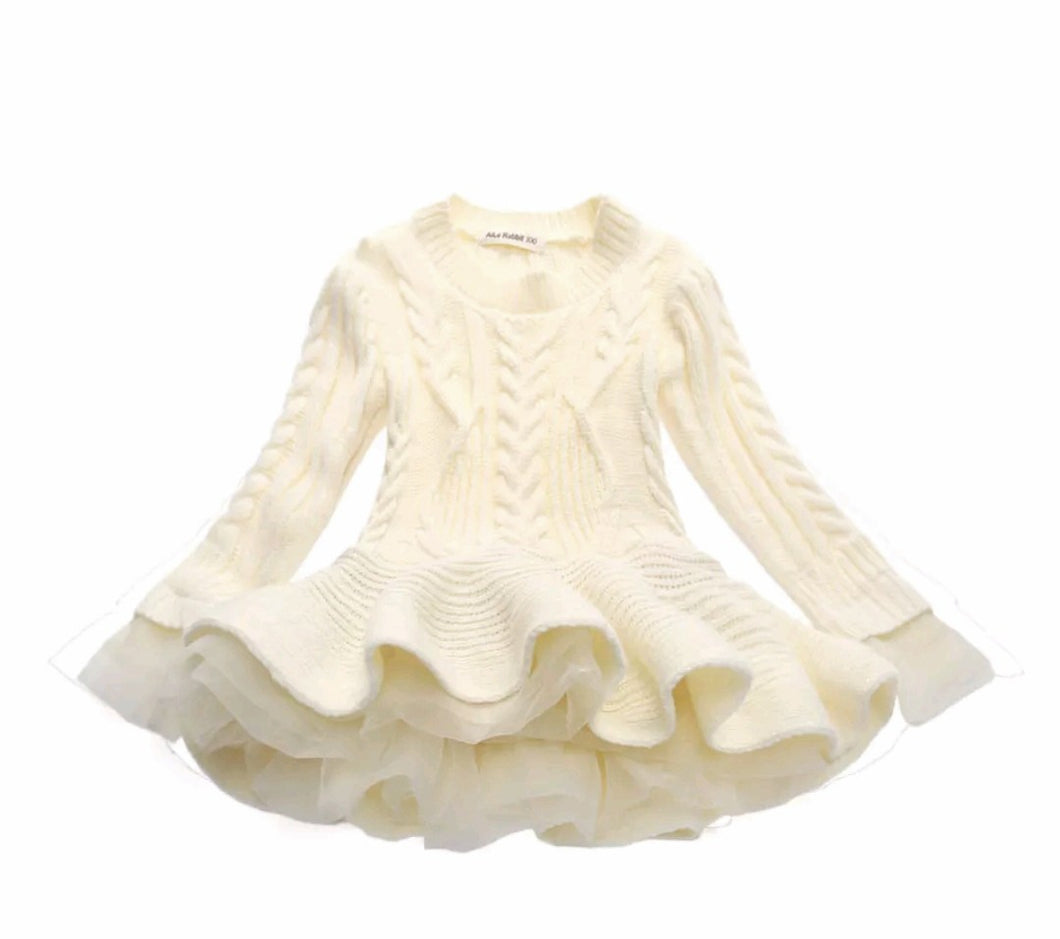 Ivory Tutu Sweater Dress - Adassa Rose
