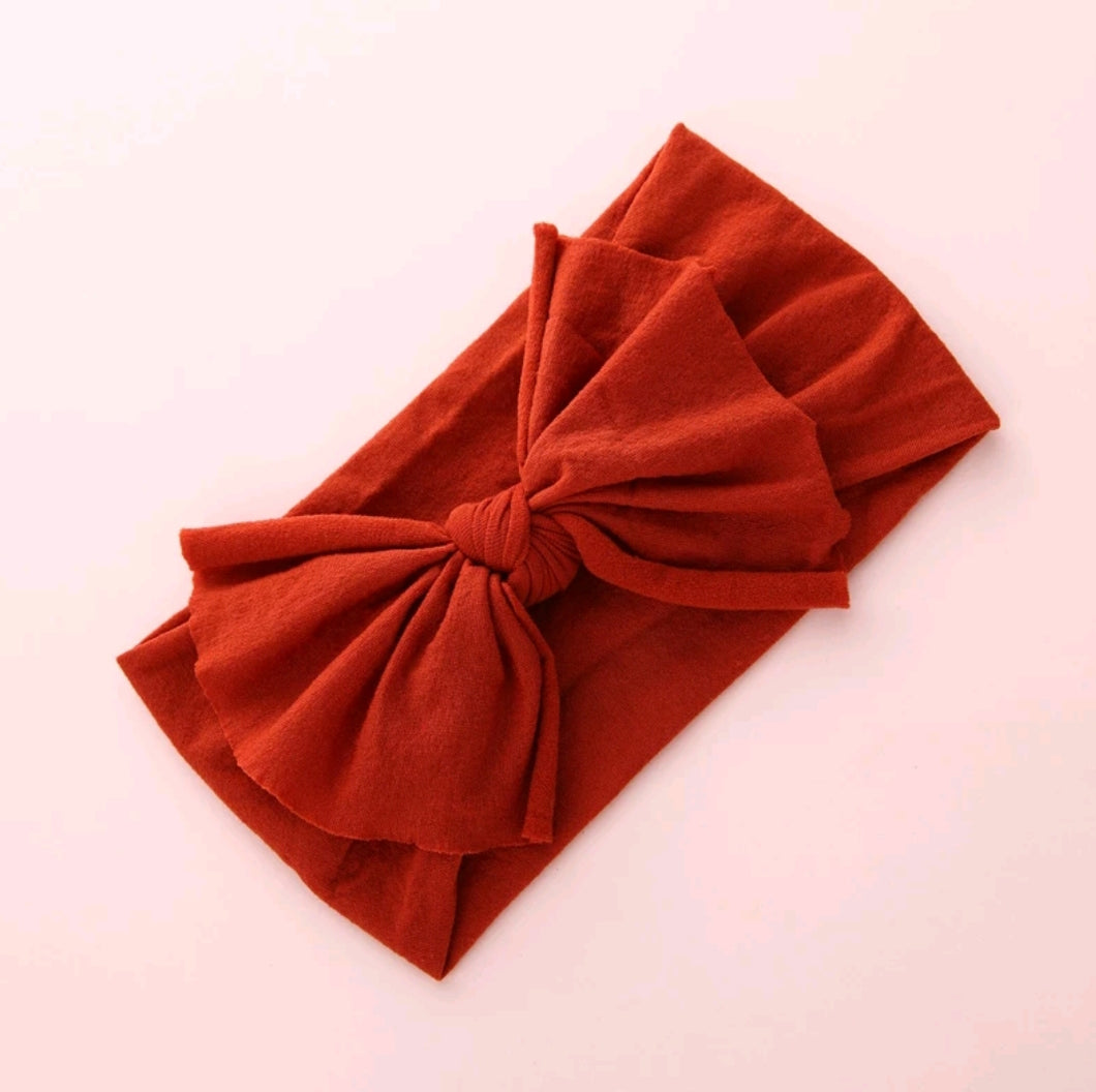 Aubrey Nylon Bow Headwrap Burned Orange - Adassa Rose