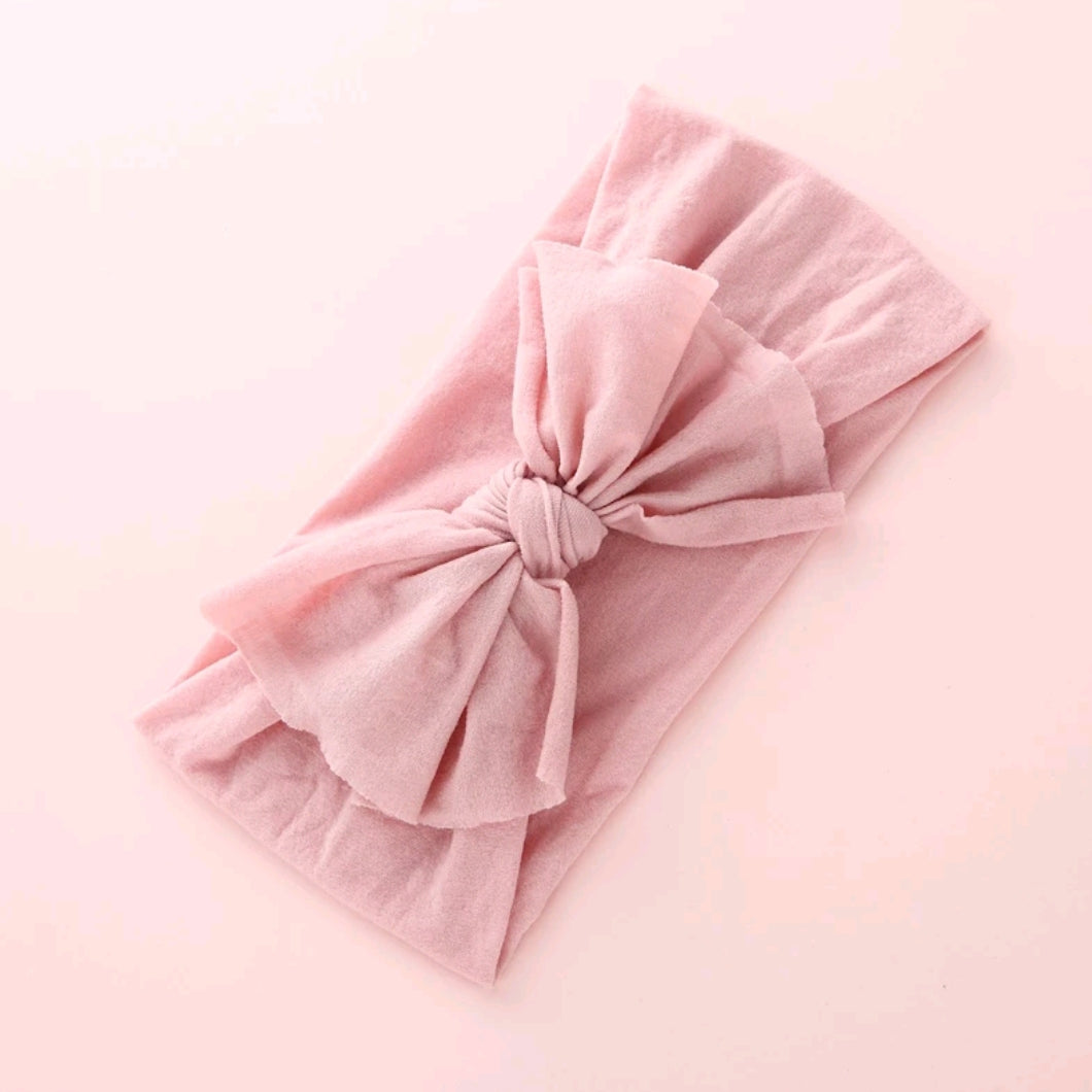 Aubrey Nylon Bow Headwrap Blush - Adassa Rose
