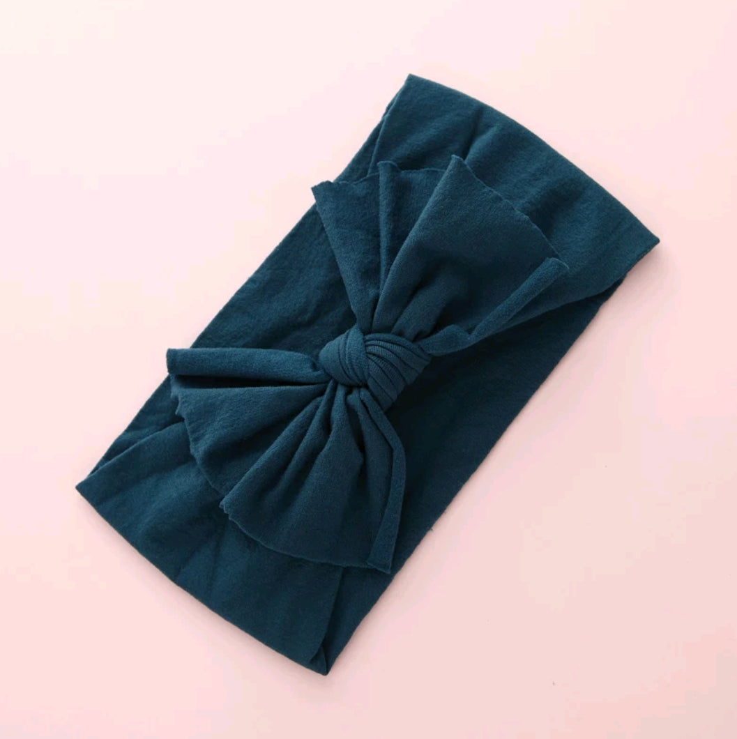 Aubrey Nylon Bow Headwrap Teal - Adassa Rose