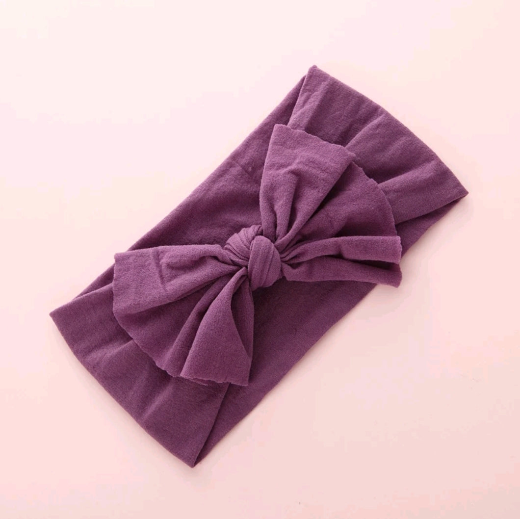 Aubrey Nylon Bow Headwrap Plum - Adassa Rose