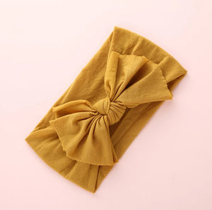 Aubrey Nylon Bow Headwrap Mustard - Adassa Rose