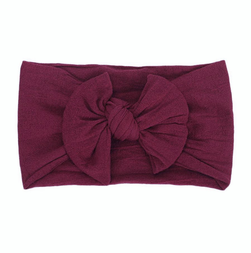 Nylon Bow Headwrap In Burgundy - Adassa Rose