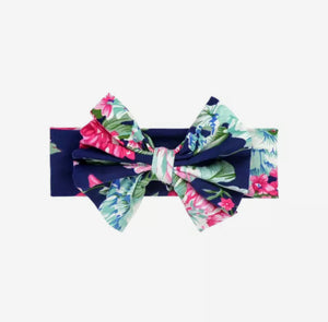 Navy Floral Messy Bow Headwrap Baby - Adassa Rose