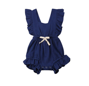 Mila Ruffle Romper Royal Navy - Adassa Rose
