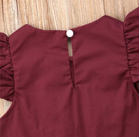 Ayla Pleated Flutter Sleeve Dress Baby Girl Burgundy - Adassa Rose