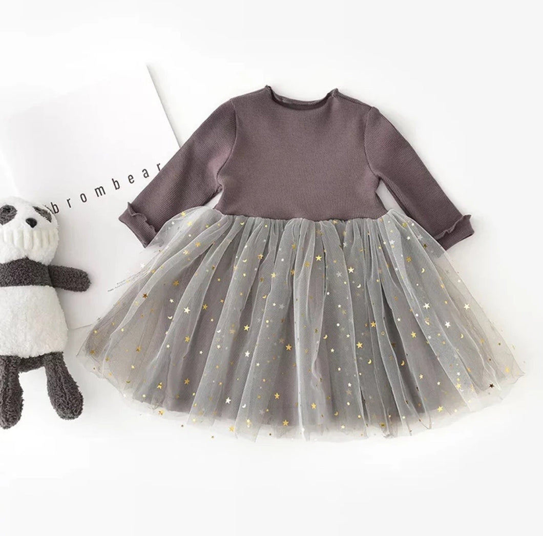 Yara Sparkle Tutu Dress Girl - Gray - Adassa Rose