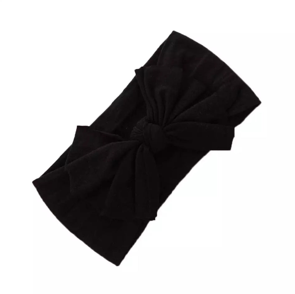 Aubrey Nylon Bow Headwrap Black - Adassa Rose
