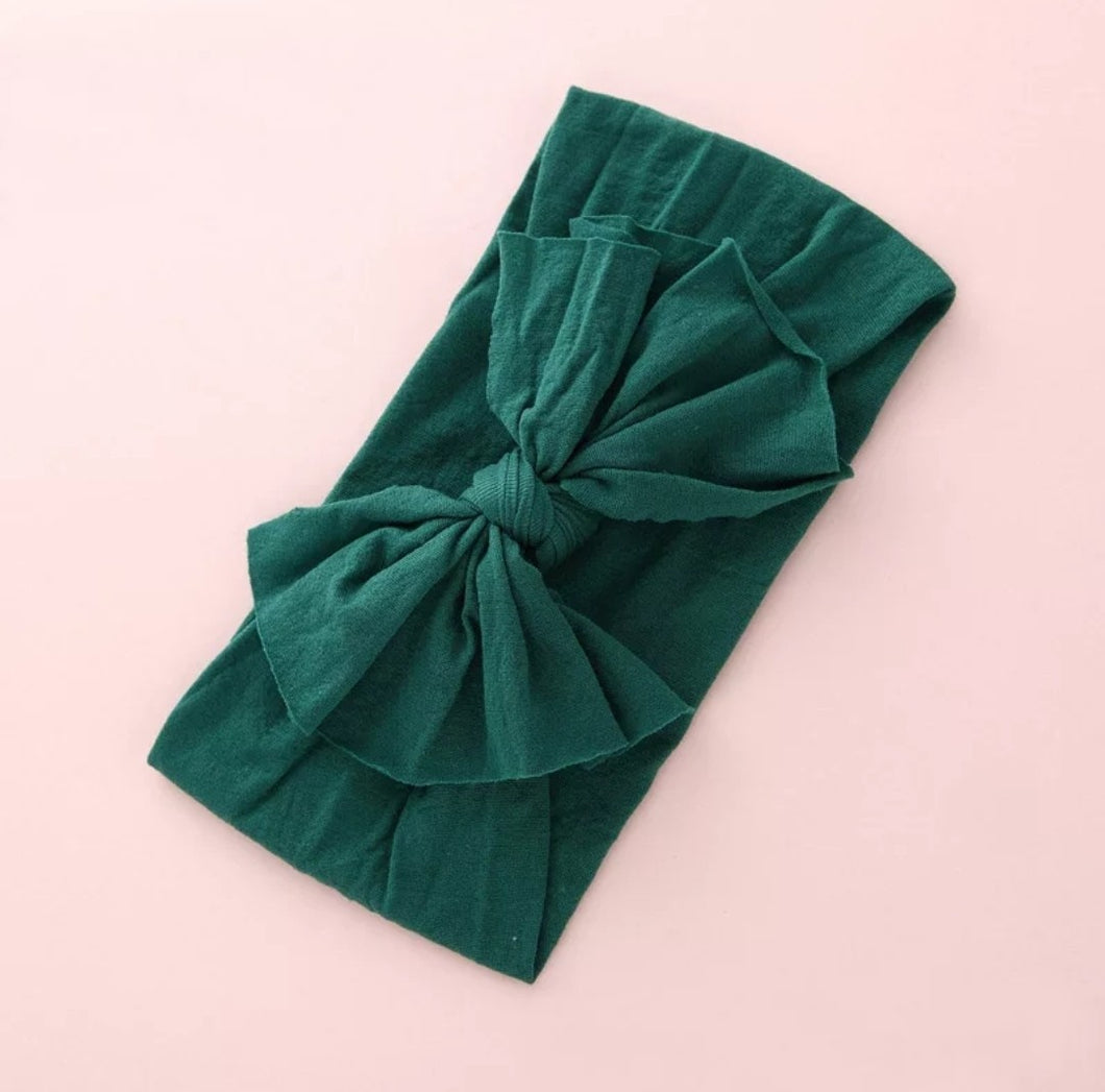 Aubrey Nylon Bow Headwrap Emerald - Adassa Rose
