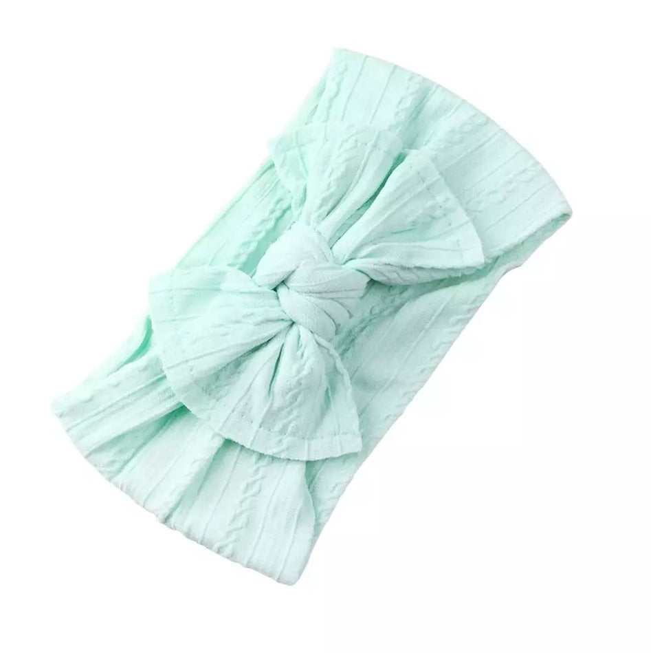 Mia Cable Knit Bow Headwrap [Mint] - Adassa Rose