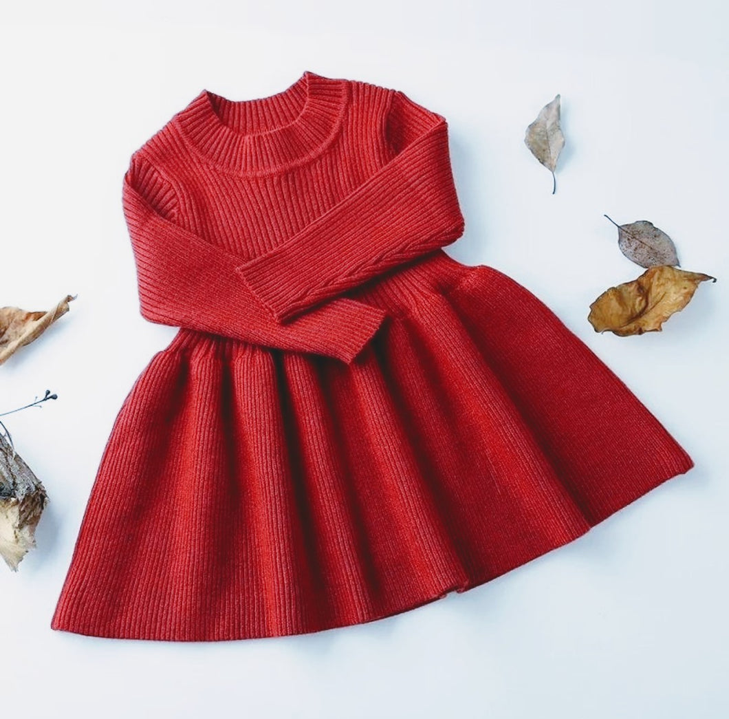 Ensley Knitted Dress Burgundy Red - Adassa Rose