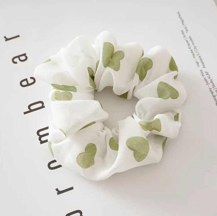 Heart Scrunchie Valentine's Day Scrunchie Green Apple - Adassa Rose