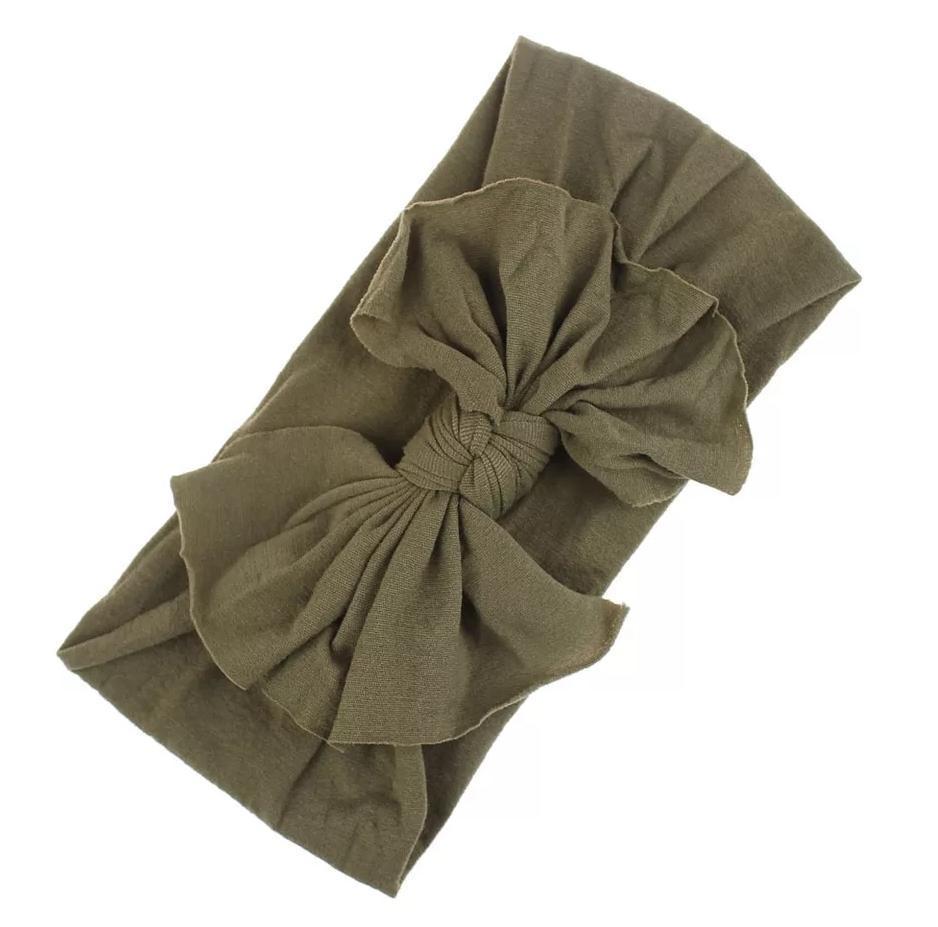 Aubrey Nylon Bow Headwrap Olive - Adassa Rose