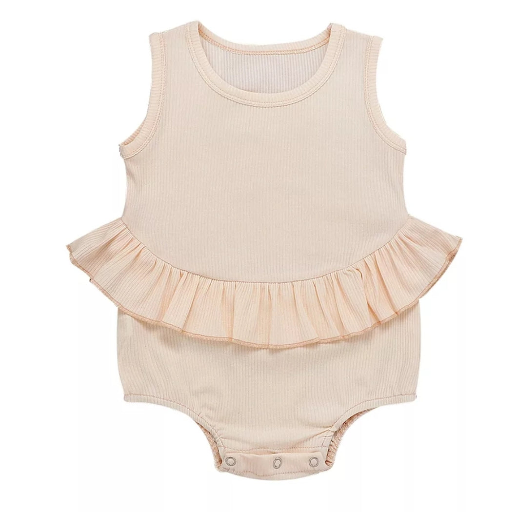 Ruffle Waist Romper Baby Girl | Cream - Adassa Rose