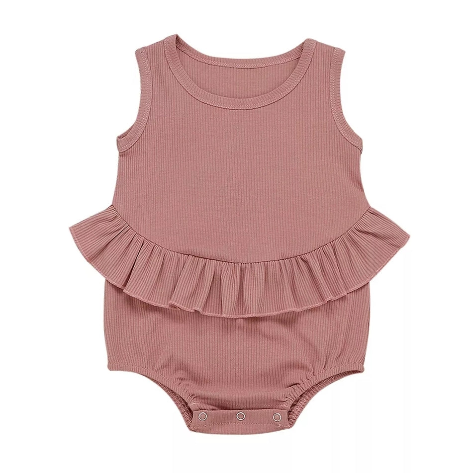 Ruffle Waist Romper Baby Girl | Rustic Pink - Adassa Rose