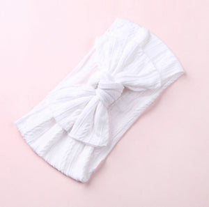 Mia Cable Knit Bow Headwrap [White] - Adassa Rose