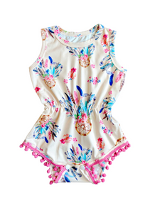 Pretty Dreamcatcher Pom Pom Romper Girl - Adassa Rose