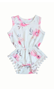 Coco Floral Pom Pom Romper Girl - Adassa Rose