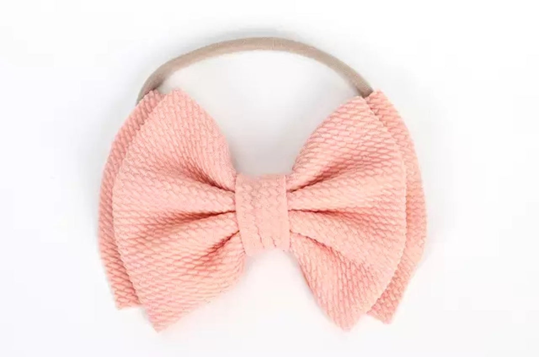 Layered Bow Headband | Peach - Adassa Rose