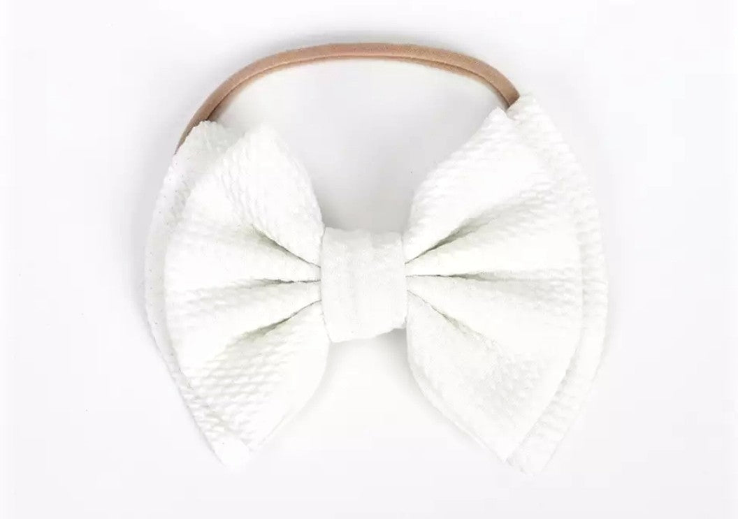 Layered Bow Headband | White - Adassa Rose