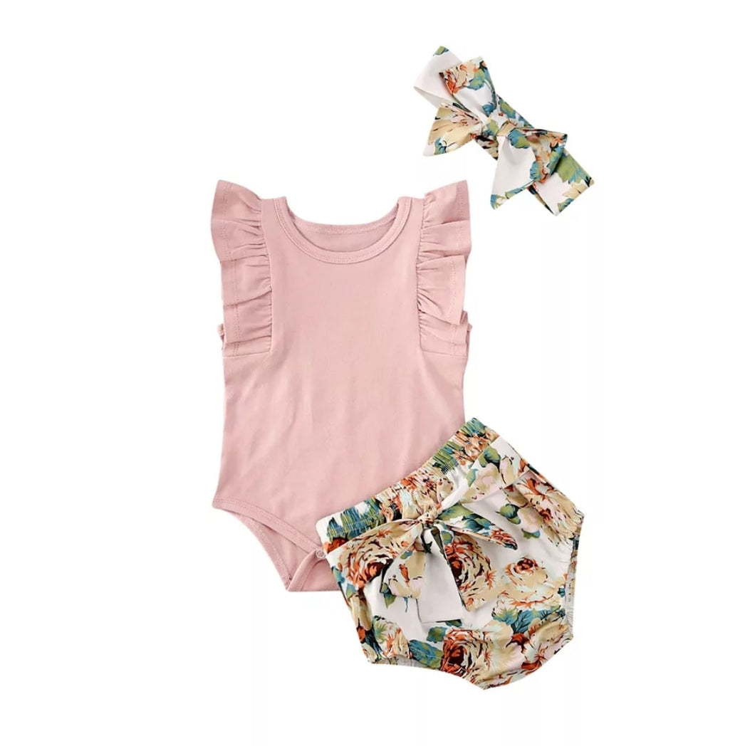 Stella Bodysuit And Floral Bloomer Set - Adassa Rose