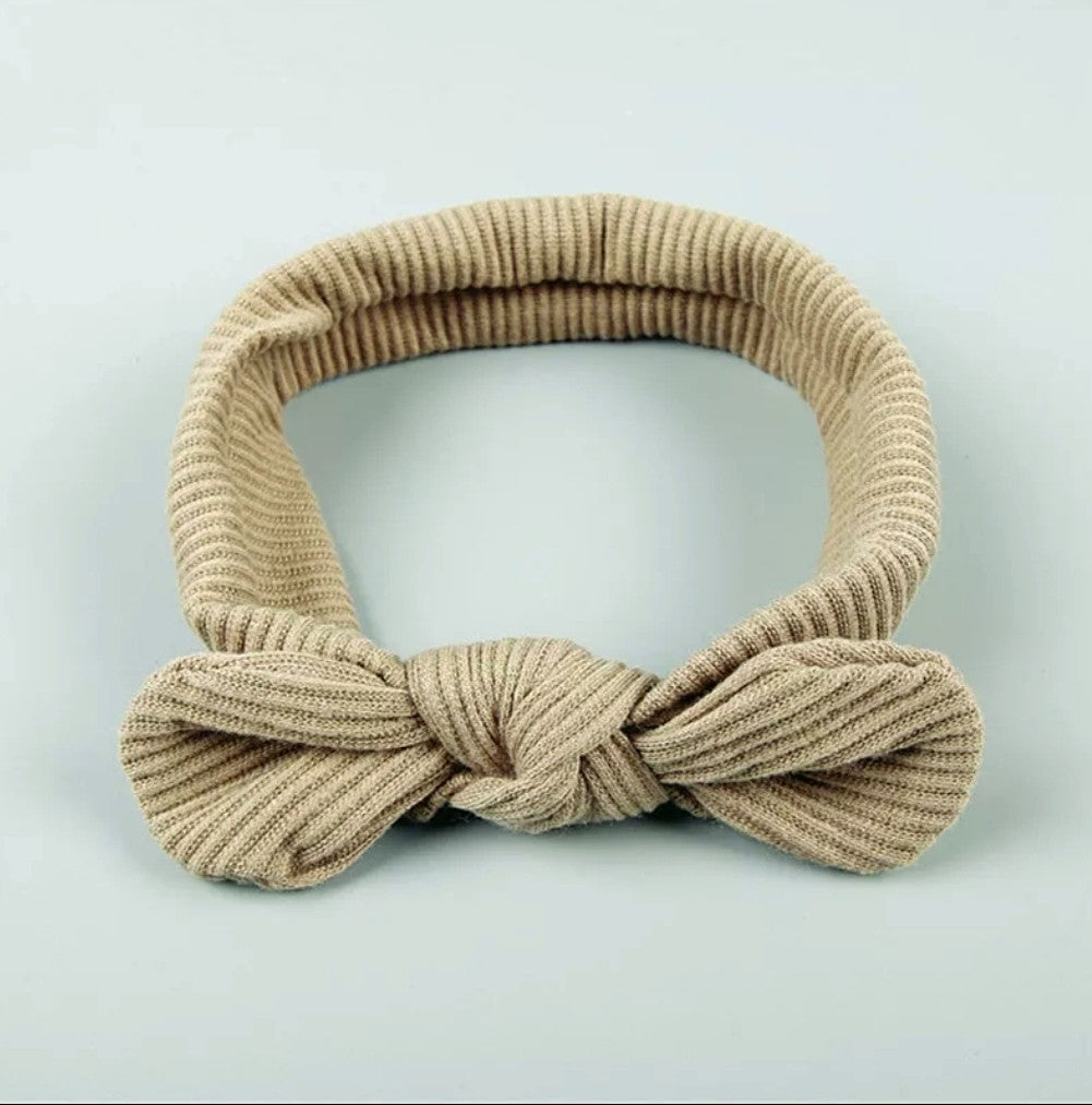 Ribbed Top Knot Headband | Taupe - Adassa Rose