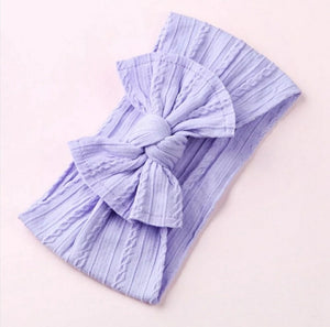 Mia Cable Knit Bow Headwrap [Lavender] - Adassa Rose