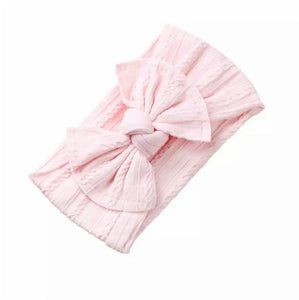 Mia Cable Knit Bow Headwrap | Pearl Pink - Adassa Rose