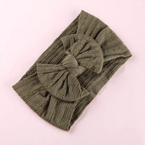 Lara Cable Knit Bow Headband - Olive