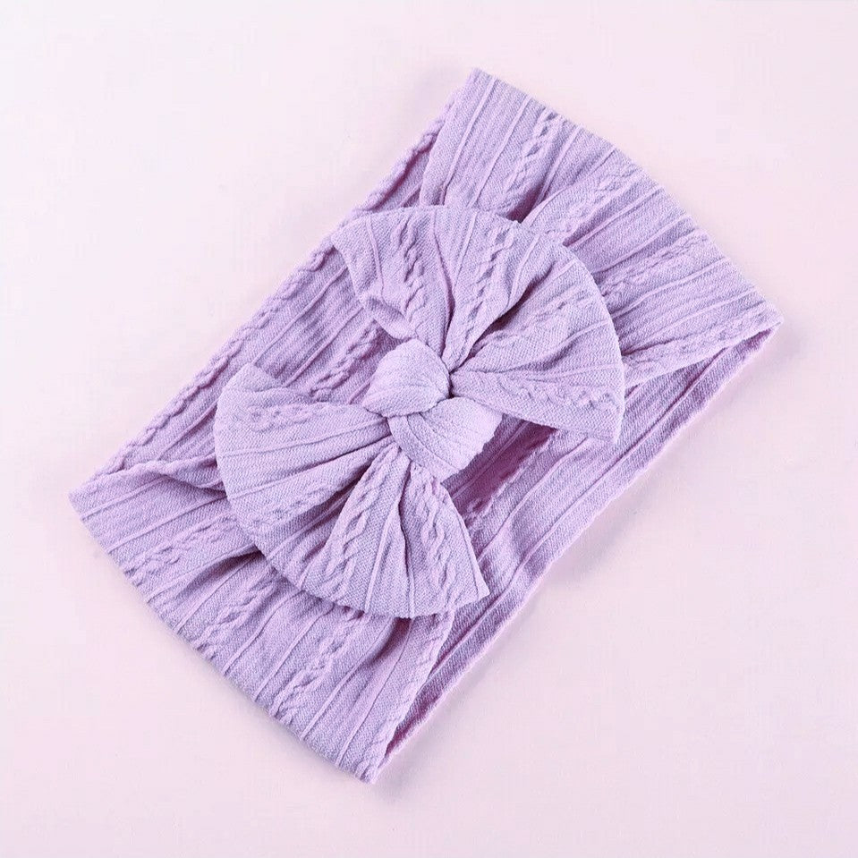 Lara Cable Knit Bow Headband - Lavender